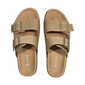Vivaia Nisha CustomFit Platform Slides Comfortable Adjustable Neutral Sandal 9